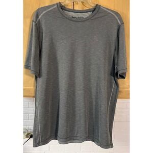 Tommy Bahama T-Shirt Mens XL Grey Slub Knit Contrast Stitch Marlin